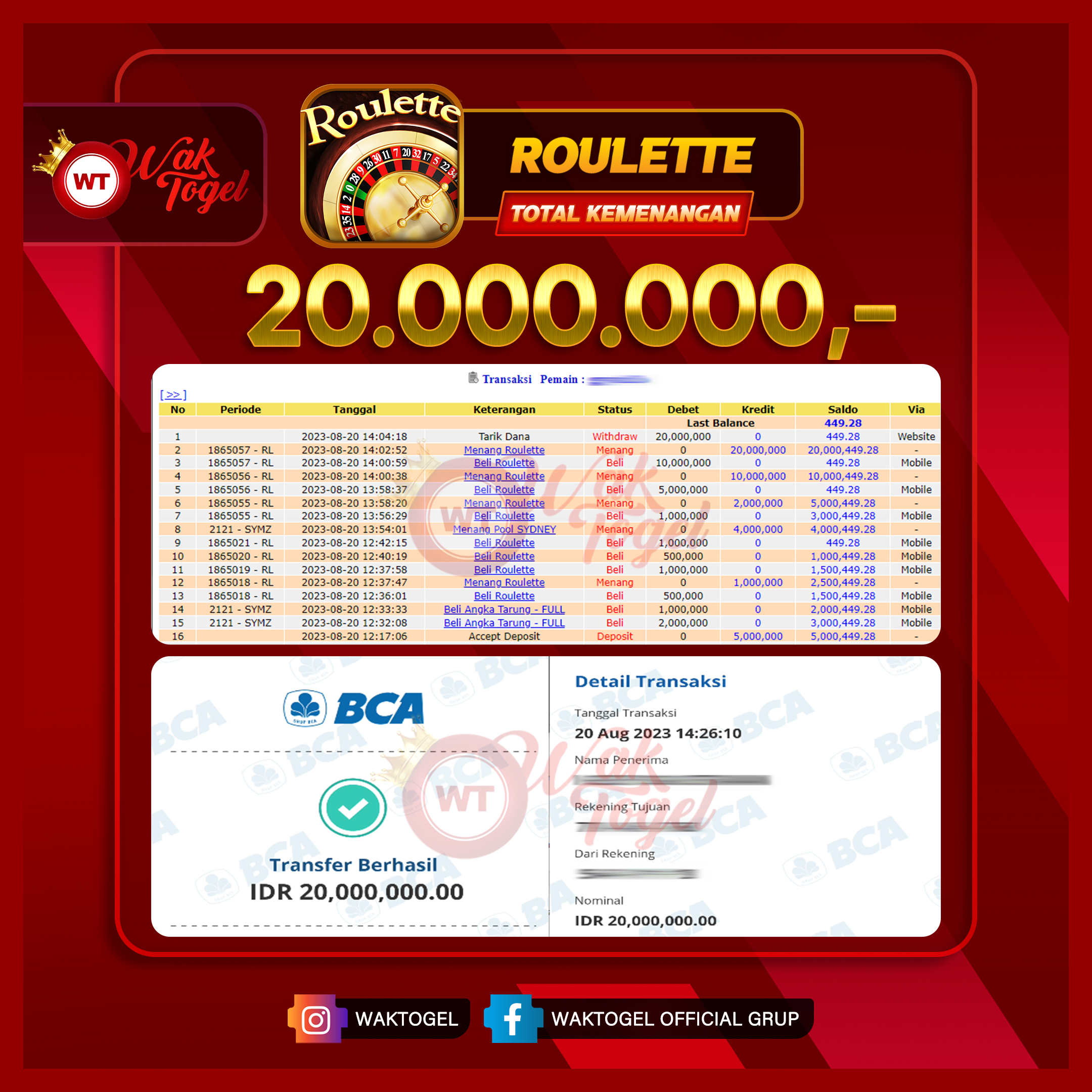 BUKTI PEMBAYARAN ROULETTE WAKTOGEL