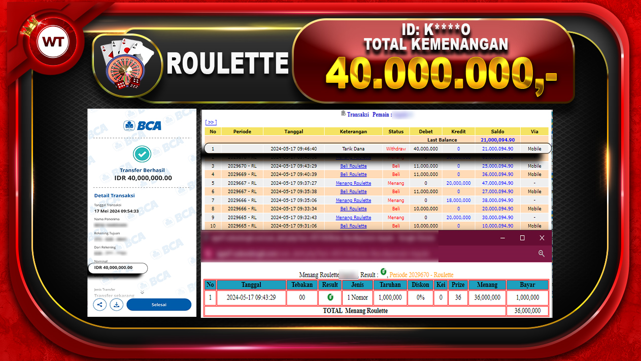 BUKTI PEMBAYARAN CASINO WAKTO