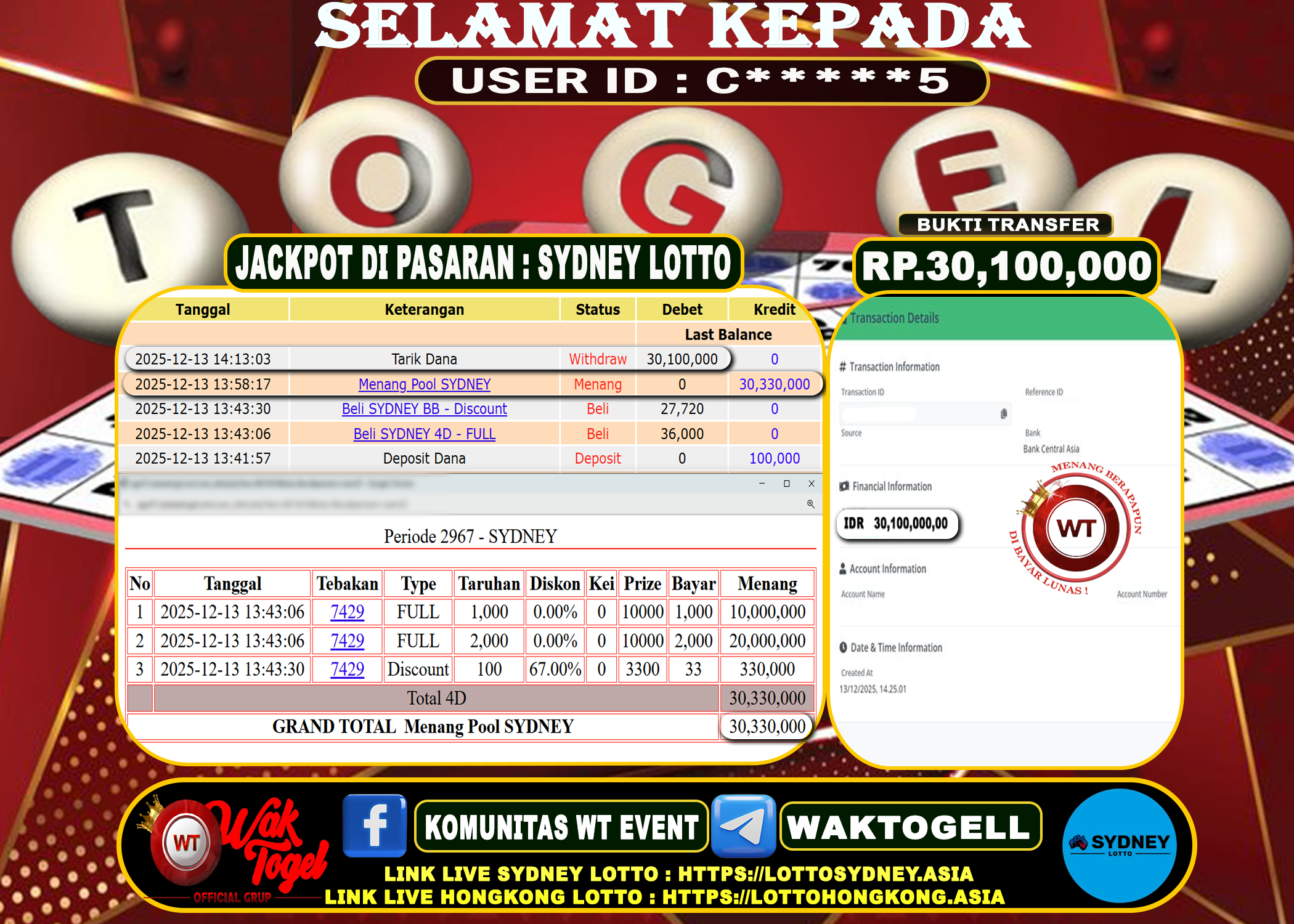BUKTI PEMBAYARAN SYDNEY LOTTO WAKTOGEL