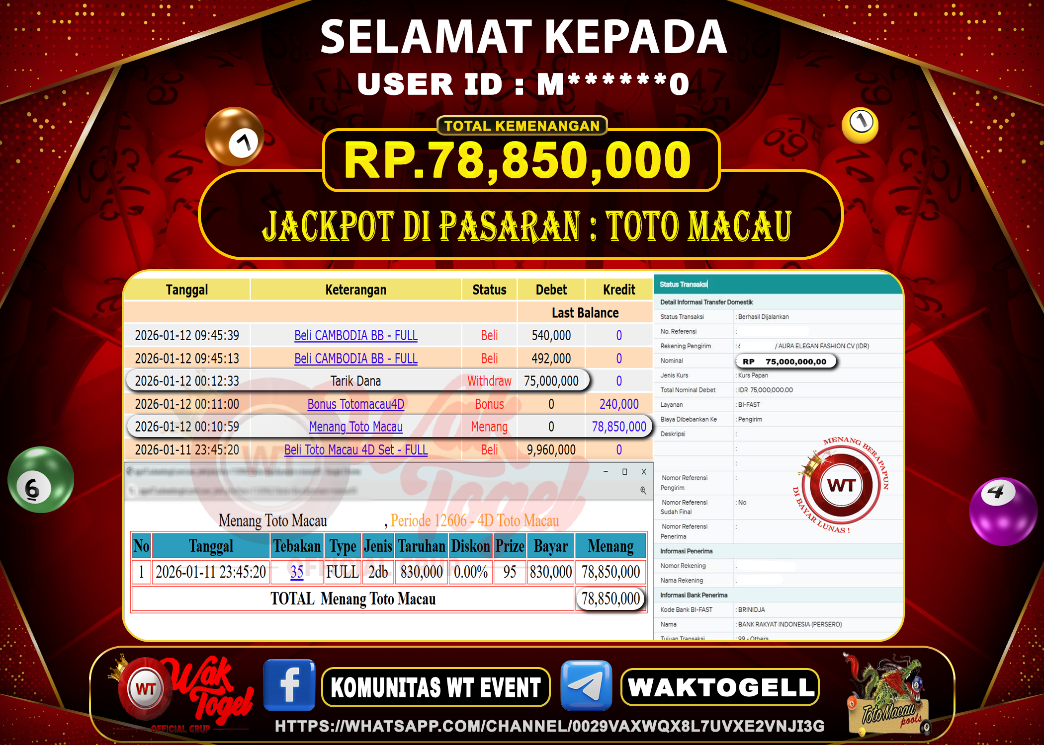BUKTI PEMBAYARAN TOTO MACAU WAKTOGEL